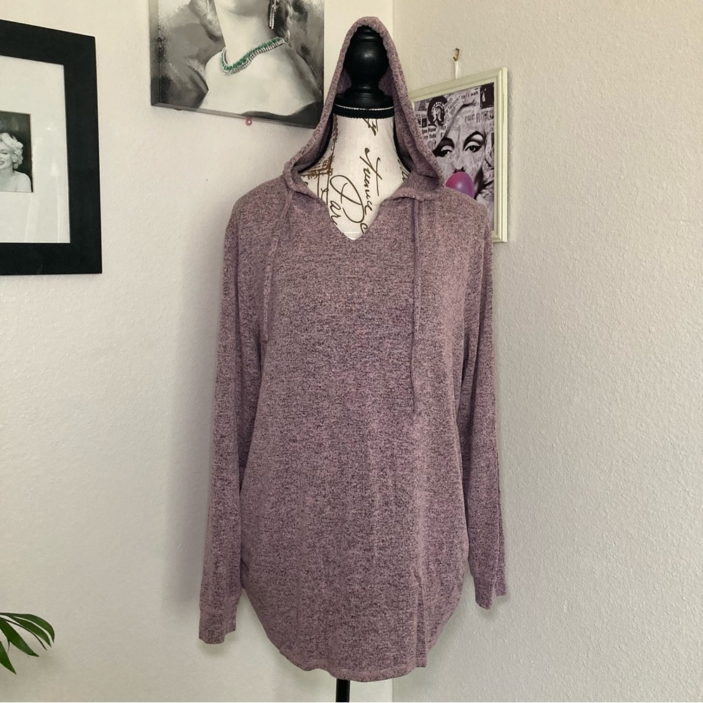 Feathers Maternity Pink and Black Knit Fabric hoodie